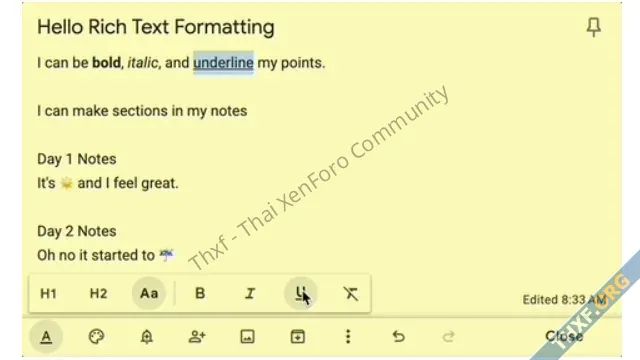 นี่สินวัตกรรม Google Keep เวอร์ชันเว็บ ใส่ตัวหนา ตัวเอียง ขีดเส้นใต้ ได้แล้ว-1.webp