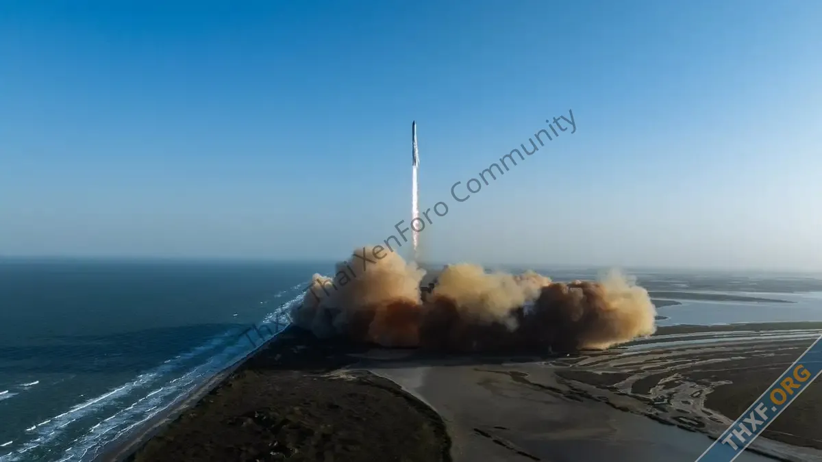 ยาน Starship ของ SpaceX ระเบิดกลางอากาศอีกครั้ง ในการทดสอบภารกิจครั้งที่ 8 ส่วนจรวดกลับฐานยิง...webp