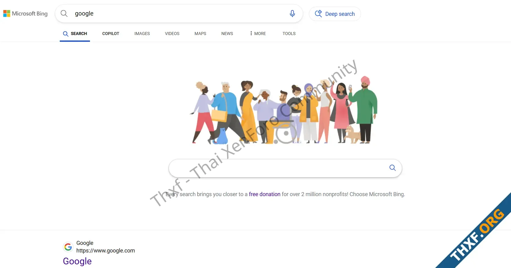 Bing แสดงผลค้นหาคำว่า Google ด้วยรูปและกล่องขนาดใหญ่ ที่คล้ายหน้าแรก Google-1.webp