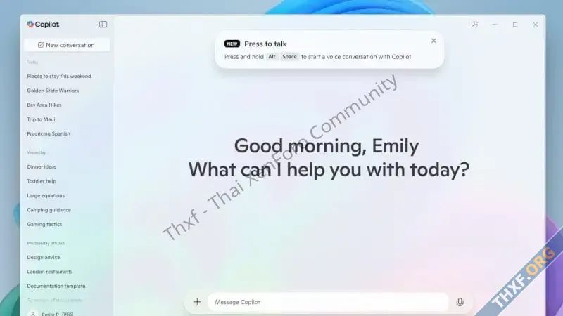 Copilot บน Windows เพิ่มฟีเจอร์ Press to Talk กดปุ่มลัดเพื่อคุยด้วยเสียง-2.webp