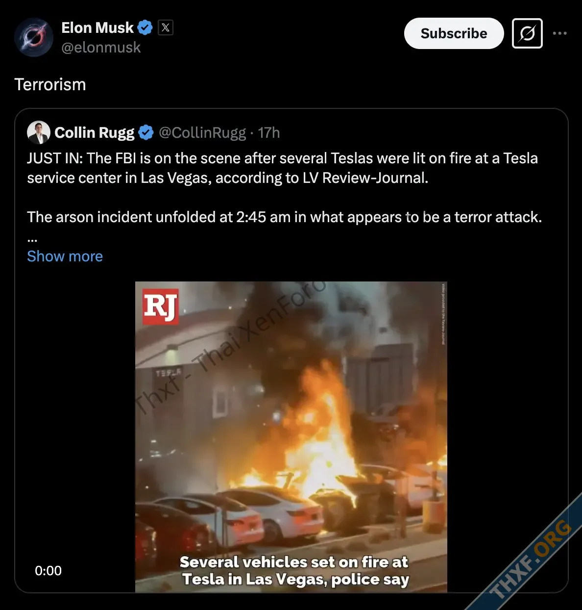 Elon Musk วิจารณ์เหตุไฟไหม้โชว์รูม Tesla ในลาสเวกัส ว่าเป็นการก่อการร้าย-1.webp