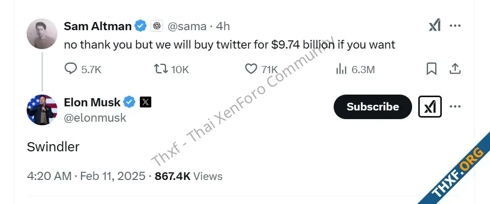 Elon Musk และผองเพื่อน เสนอซื้อ OpenAI มูลค่า 33 ล้านล้านบาท Sam Altman ปฏิเสธ-1.webp