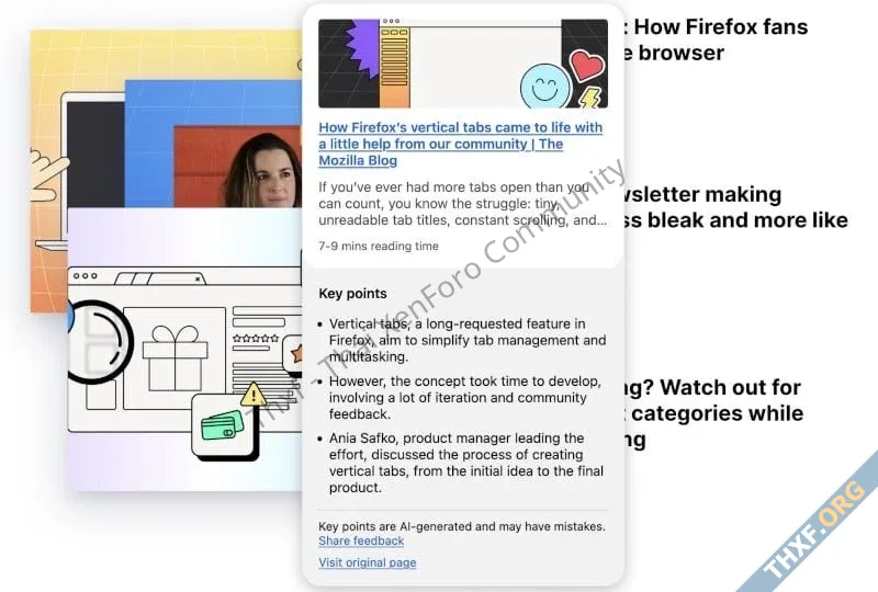 Firefox เพิ่มฟีเจอร์ใช้ AI รันในเครื่อง สรุปเนื้อหาสำคัญของเพจ แล้วนำมาพรีวิวก่อนกดลิงก์-1.webp