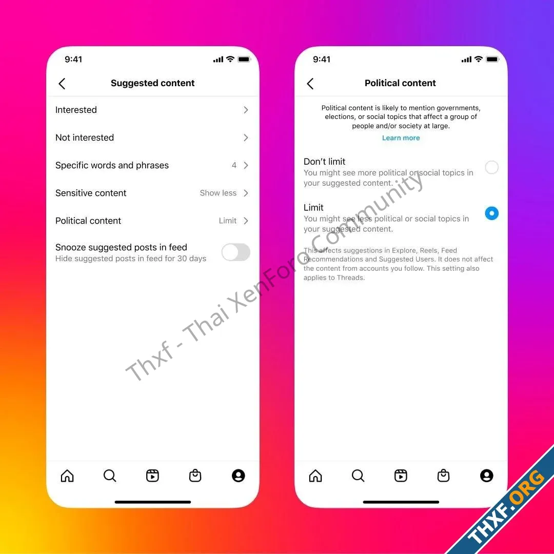 Instagram และ Threads จะกลับมาแสดงโพสต์เกี่ยวกับการเมืองตามปกติ ถ้าหากผู้ใช้งานต้องการเห็น-1.webp