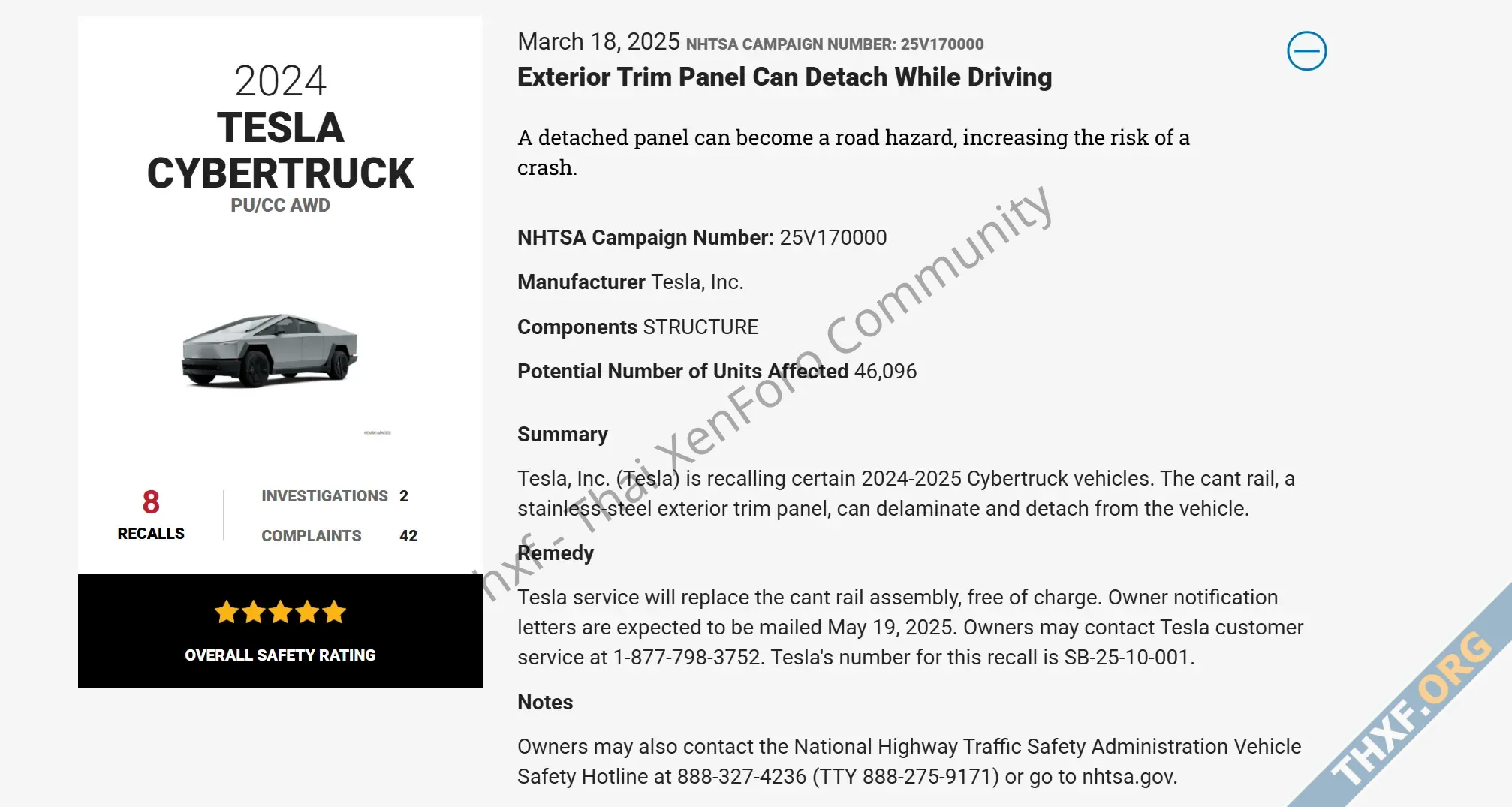 Tesla เรียกคืน Cybertruck กลับไปซ่อมชิ้นส่วนติดกาวไม่แน่น เผยยอดขายรวม 46 หมื่นคัน-2.webp