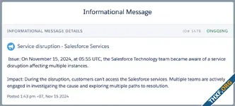 Salesforce ล่มหลายส่วน กำลังสอบสวน