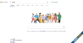 Bing แสดงผลค้นหาคำว่า Google ด้วยรูปและกล่องขนาดใหญ่ ที่คล้ายหน้าแรก Google