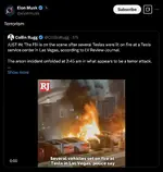 Elon Musk วิจารณ์เหตุไฟไหม้โชว์รูม Tesla ในลาสเวกัส ว่าเป็นการก่อการร้าย