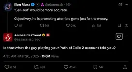 Elon Musk วิจารณ์ Assassin's Creed Shadows ว่าห่วย, โดนโต้กลับเรื่องจ้างคนเล่นเกม