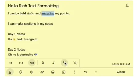 นี่สินวัตกรรม Google Keep เวอร์ชันเว็บ ใส่ตัวหนา ตัวเอียง ขีดเส้นใต้ ได้แล้ว-1.webp