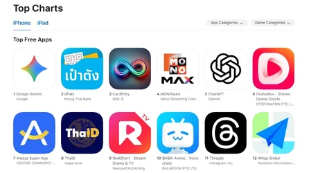 แอพ Gemini ทะยานขึ้นอันดับหนึ่งของ App Store แซงหน้า ChatGPT แล้ว-1.webp แอพ Gemini ทะยานขึ้นอันดับหนึ่งของ App Store แซงหน้า ChatGPT แล้ว-1.webp