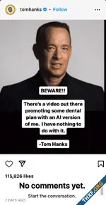 Tom Hanks โพสต์เตือนมีคนทำวิดีโอใช้ AI Deepfake หน้าเหมือนเขา โปรโมตแผนทันตกรรม