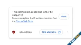 uBlock Origin แจ้งให้ผู้ใช้ Chrome ย้ายไปใช้เวอร์ชัน Lite หลัง Chrome แจ้งเตือนส่วนขยายเก่า